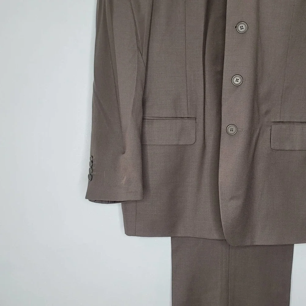 Vittorio St. Angelo Wool Suit 48R Two Piece 4 Button Single Breast Pleat No Vent